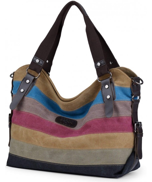 COOFIT Stripe Canvas Handbags Shoulder