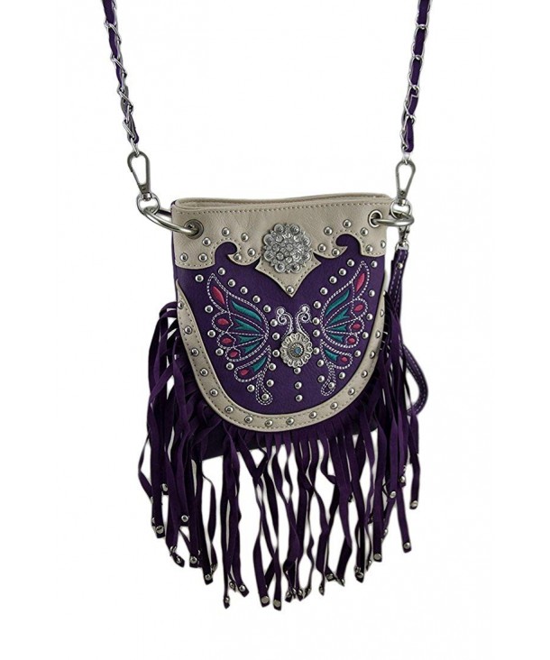 Embroidered Butterfly Fringe Western Womens