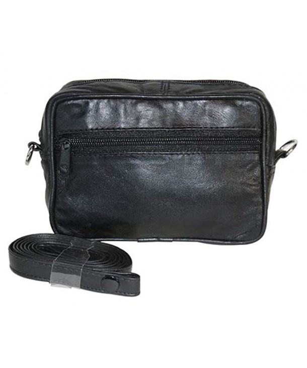Womens Leather Zippered Pouch Strap