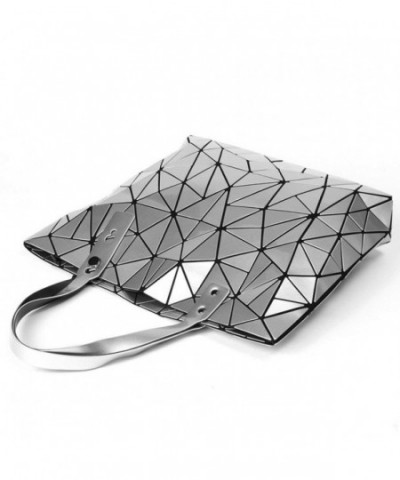 Fashion Geometric Lattice Tote Glossy Purses and Handbags PU Leather ...