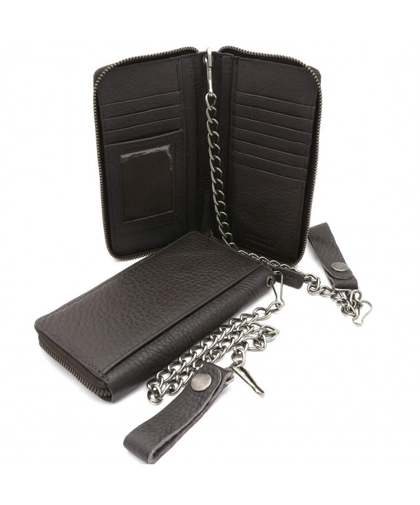 Bifold Genuine Leather Checkbook Zip around