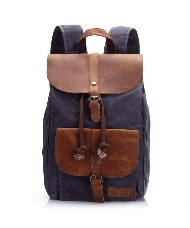 Canvas Leather Backpack Rucksack Computer