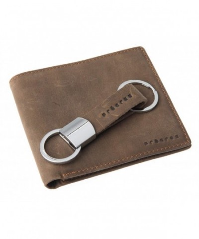Genuine Leather Bifold Wallet Keychain
