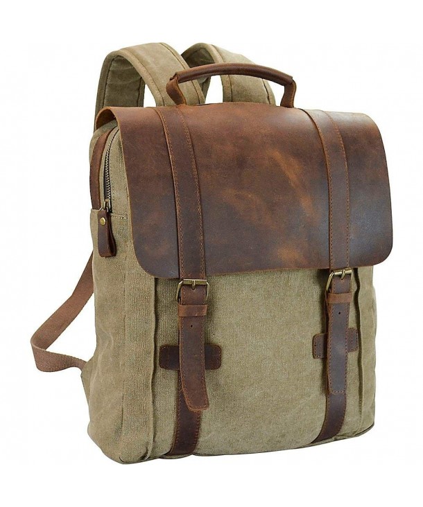 Collections Genuine Leather Canvas Backpack