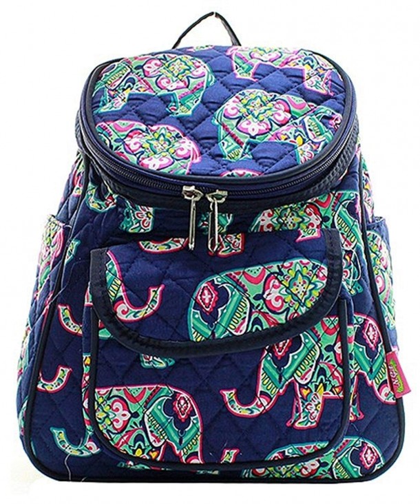 Floral Elephant Canvas Backpack Handbag