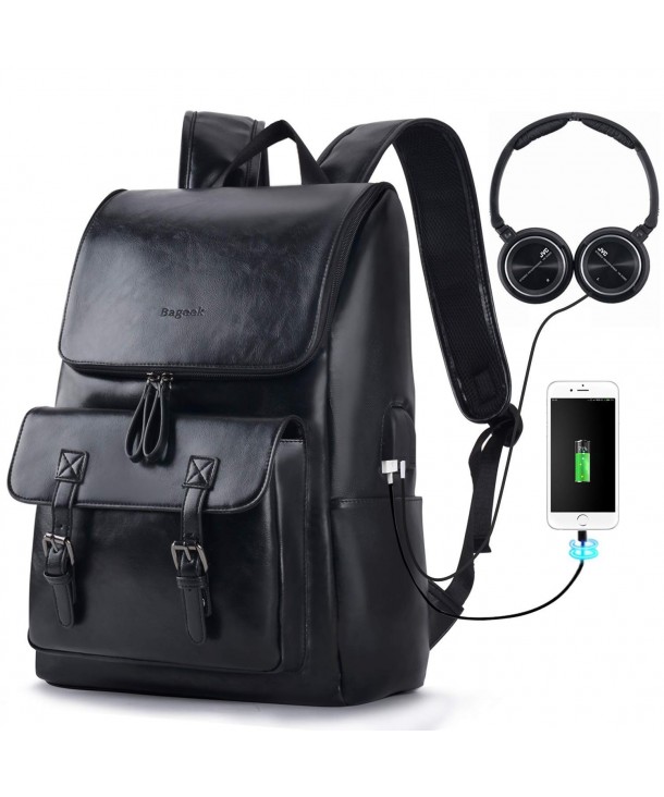 Backpacks Bageek Backpack Leather Charging