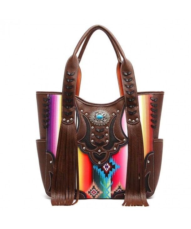 Western Handbag Fringed Multi colored Satchel