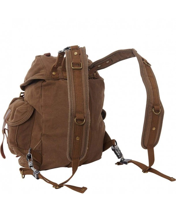 Medium Cotton Canvas Backpack (Khaki) - Khaki - CY110X0TE1F