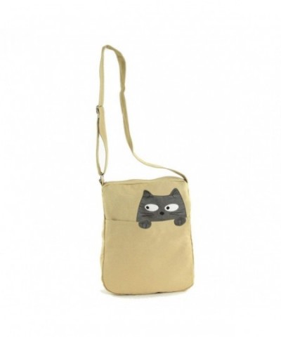 Peeking Cat Canvas Messenger Bag
