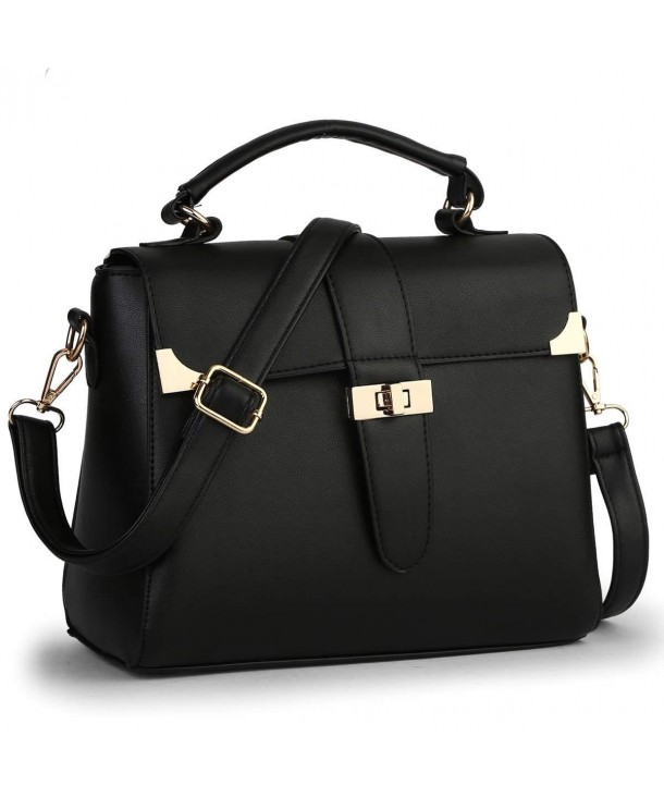 Turn lock Leather Messenger Shoulder Handbag