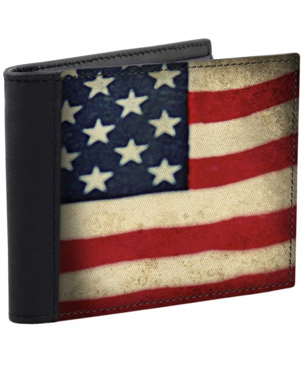 Patriotic Flag Wallet Leather Accents