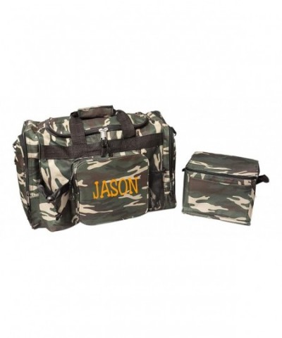 Green Camouflage Overnight Duffel Embroidery