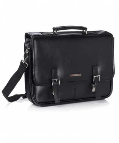 Alpine Swiss Leather Briefcase Flap Over