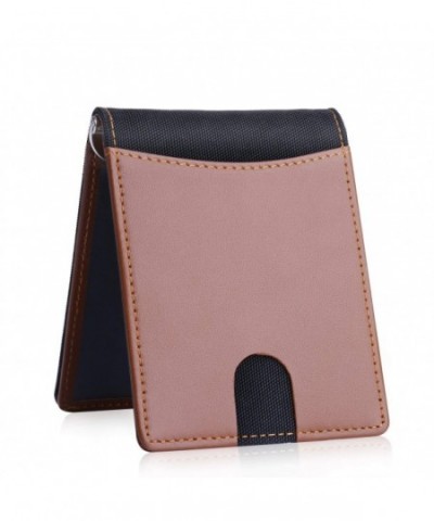 MINICAT Leather Oxford Front Pocket Slim Wallets FRID Blocking Black Tan