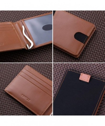 Leather Mix Series Front Pocket Slim Wallets For Men Money Clip With ...