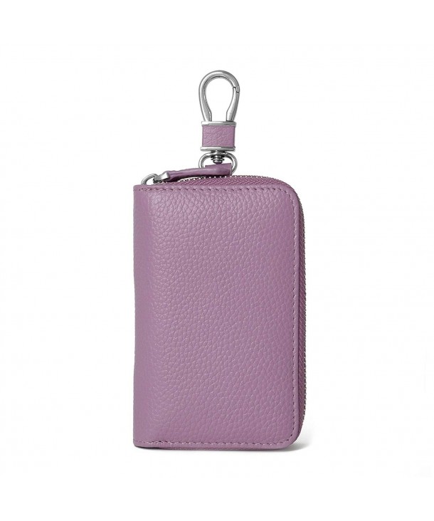 Women's Genuine Leather Zipper Key Case Car Key Holder 6 Hook Key ...
