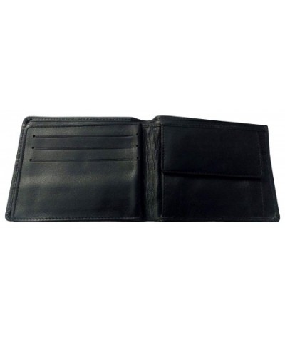 Trifold Bifold Mens Leather Wallet with Coin Pocket & Center Flip ID ...