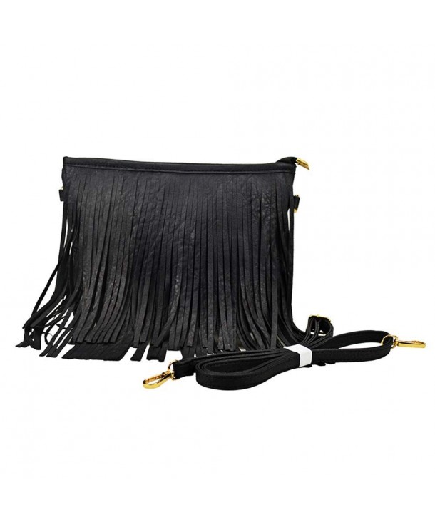 black fringe crossbody purse