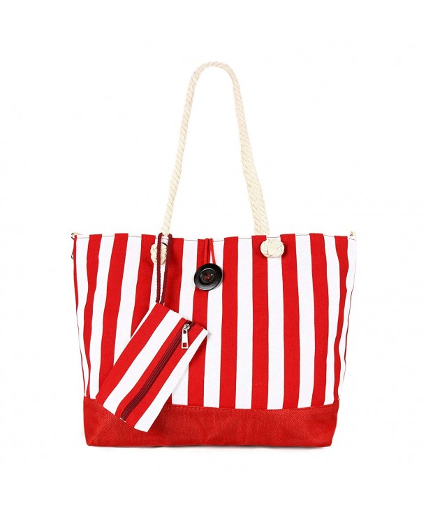 Lightweight Striped Canvas Shoulder Handbag