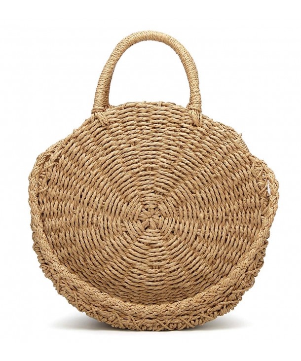 Obosoyo Straw Crossbody Bag Women Weave Shoulder Bag Round Summer Beach Sea Tote Handbags