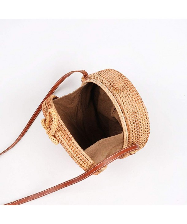 Rattan Nation - Handwoven Round Rattan Bag (Plain Weave Ribbon Closure ...