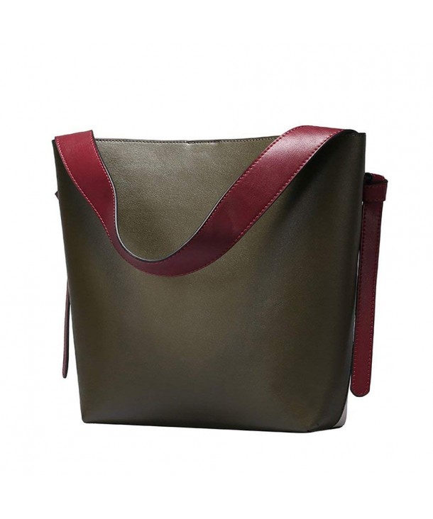 Womens Leather Shoulder Handbags Contrast
