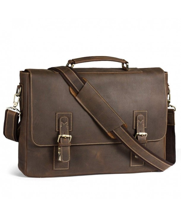 Leather Messenger Bag for Men Shoulder Bag Fit 15.6 Inch (Vintage Brown ...