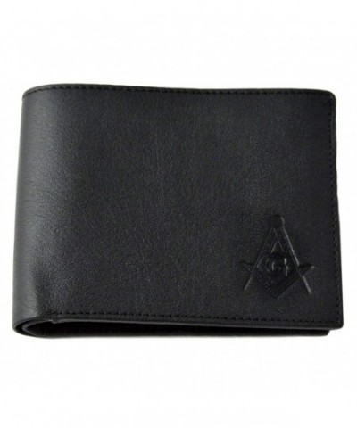 Masonic Black Leather Bi Fold Wallet
