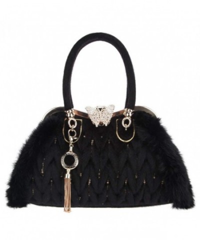 Fawziya Butterfly Handbags Sequins Bags Black