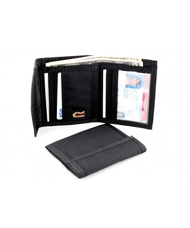 RFID Credit Card Bifold Hook & Loop Wallet. Made in USA - Black - C018DMI4Q3I