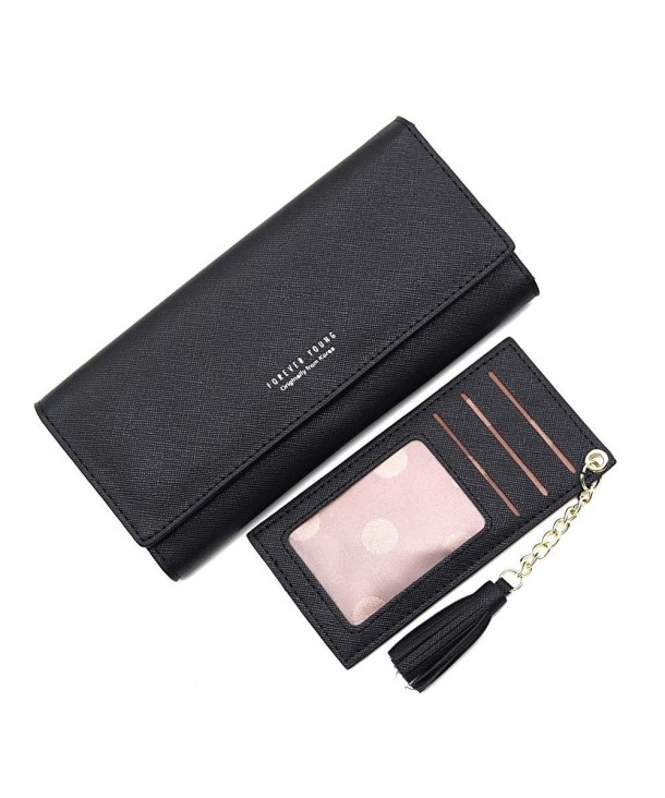 Wallets Clutch Leather Checkbook Removable