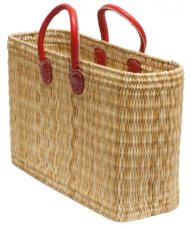 Moroccan Straw Tote Bag w/ Red Handles- 20