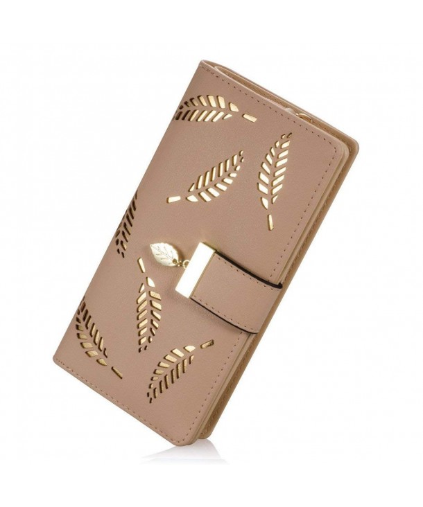 Womens Wallet Pattern Leather Khaki long