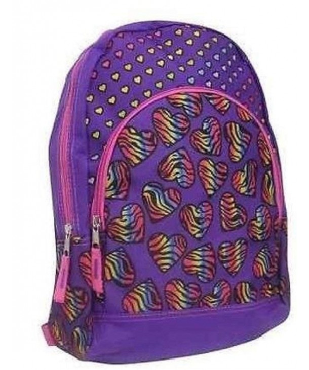 Childs Purple Rainbow Hearts Backpack
