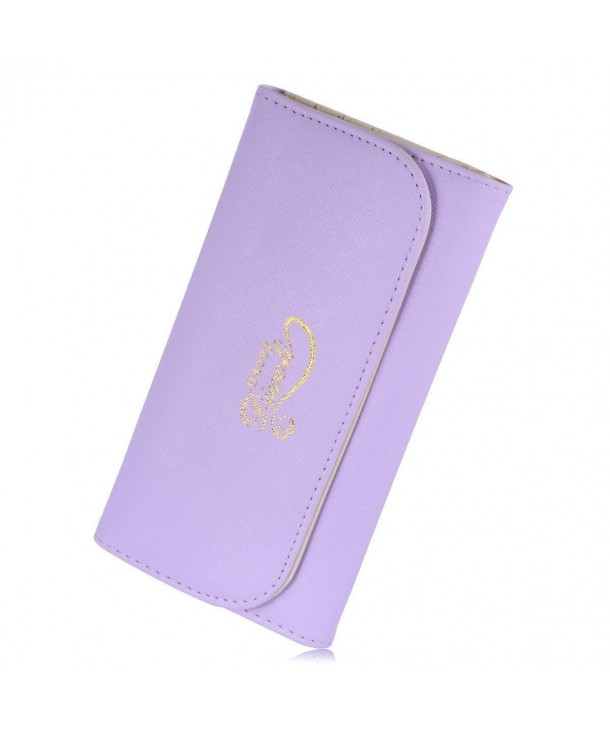 Womens Leather Wallet Handbag Purple