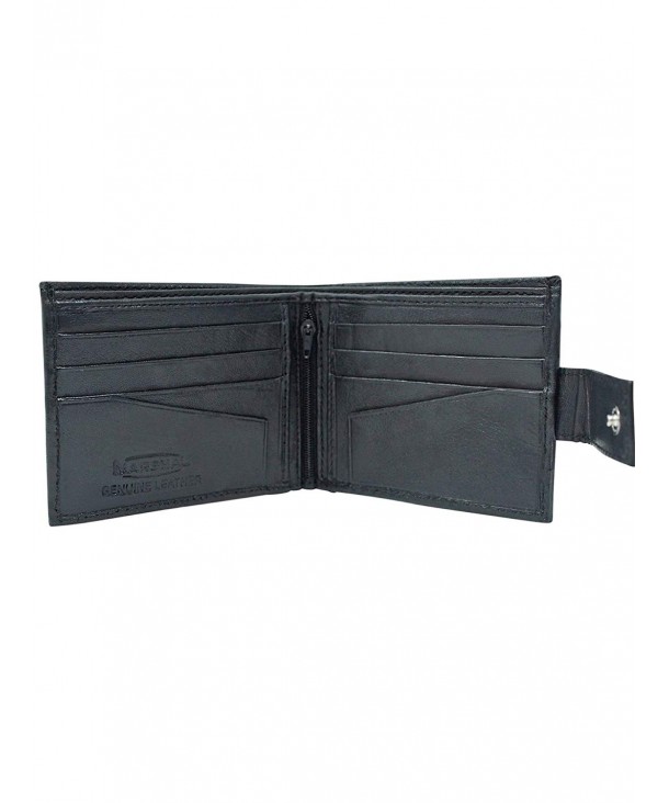 Mens Black Snap Closing Bifold Wallet With Inside Zipper - CF11KZQNL75