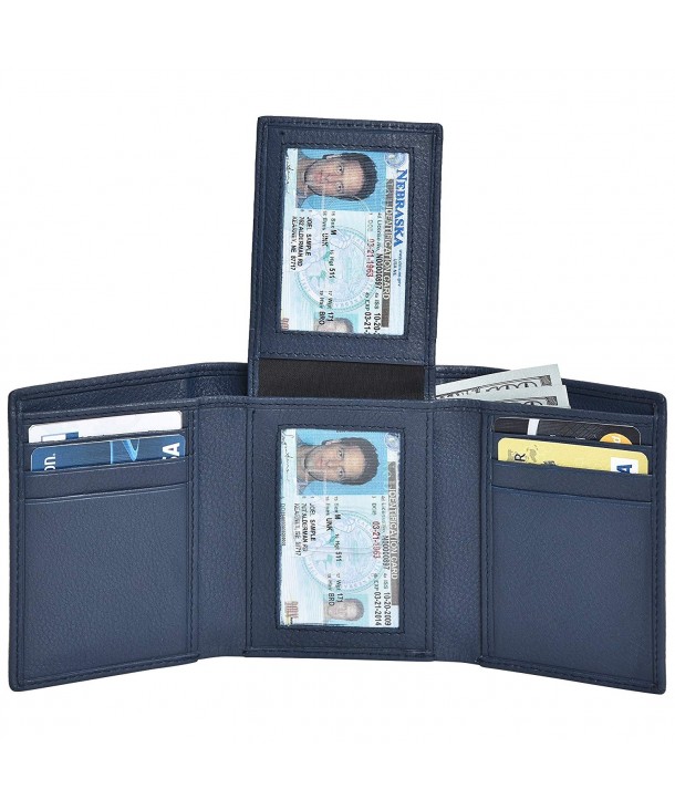 RFID Leather Trifold Wallets Men