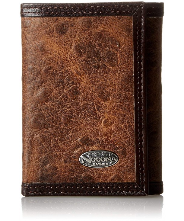 Nocona Mens Brown Ostrich Trifold
