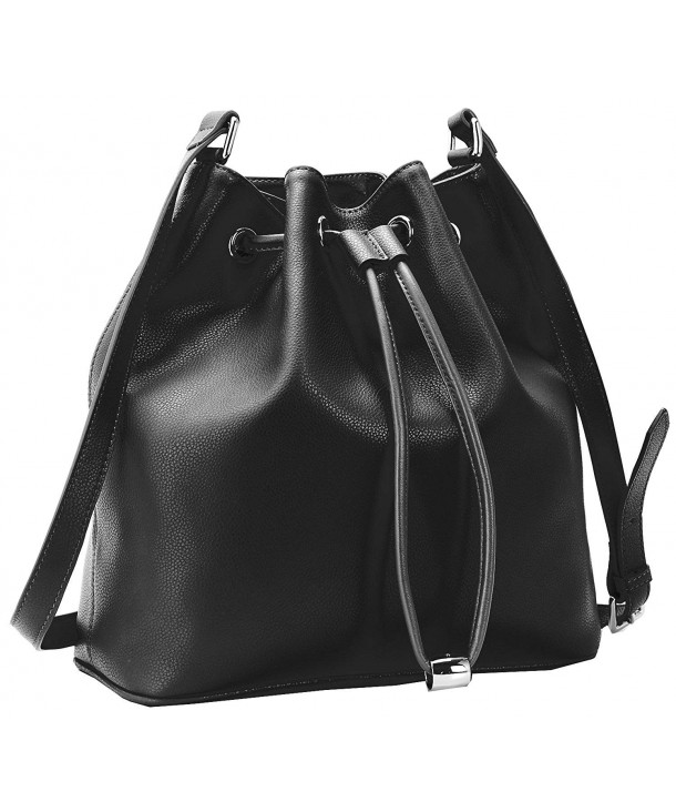 Buckets Handbags Drawstring Shoulder Designer - Black - CA12N5KKXX4